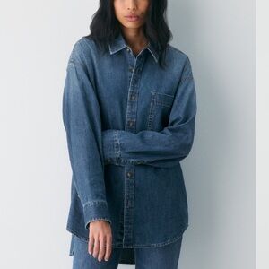Aritzia Denim Button Down Shirt - Blue